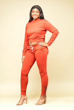 Load image into Gallery viewer, Orange two piece track suit
