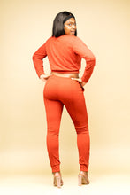 Load image into Gallery viewer, Orange two piece track suit
