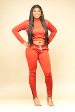 Load image into Gallery viewer, Orange two piece track suit
